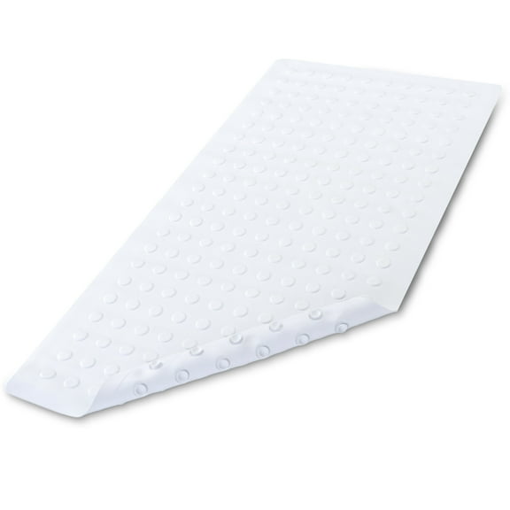 SlipX Solutions Extra Long Rubber Bath Safety Mat with Suction Cups, 18 x 36, White
