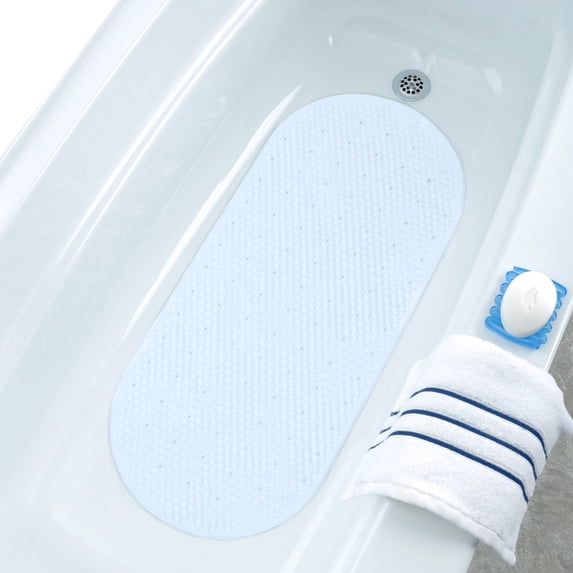 SlipX Solutions Non-Slip White Oval Bath Mat 15" x 27.5"