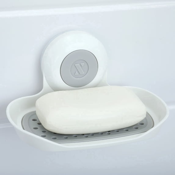 SlipX Solutions Patented Power Lock Suction Cup Soap Saver, Wall Mounted, White