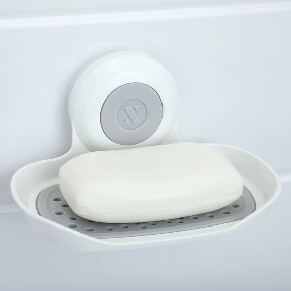 SlipX Solutions Patented Power Lock Suction Cup Soap Saver, Wall Mounted, White