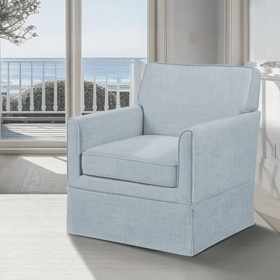 Slipcover Accent Armchair - 1-Piece with Solid Wood Frame and Fabric Seat