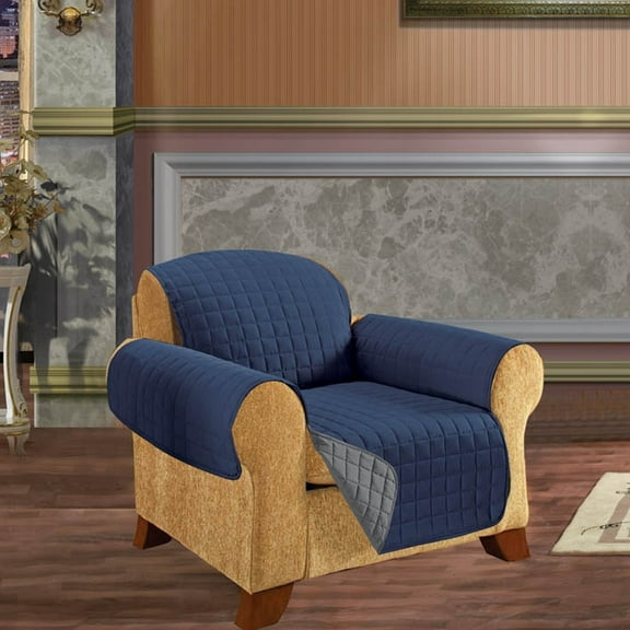 Slipcover/Furniture Protector Great for Pets & Children,Chair Size Navy Blue/Gray