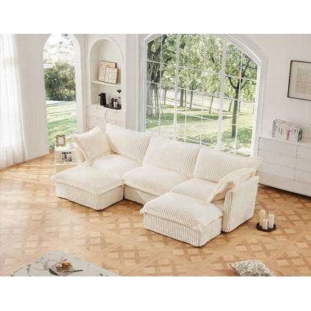 Slipcovered U Shape Sectional Sofa - Lux Comfort, Modular Design