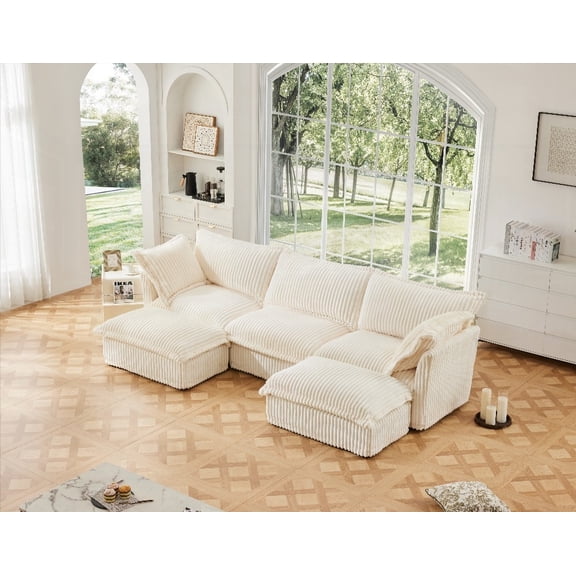 Slipcovered U Shape Sectional Sofa - Lux Comfort, Modular Design