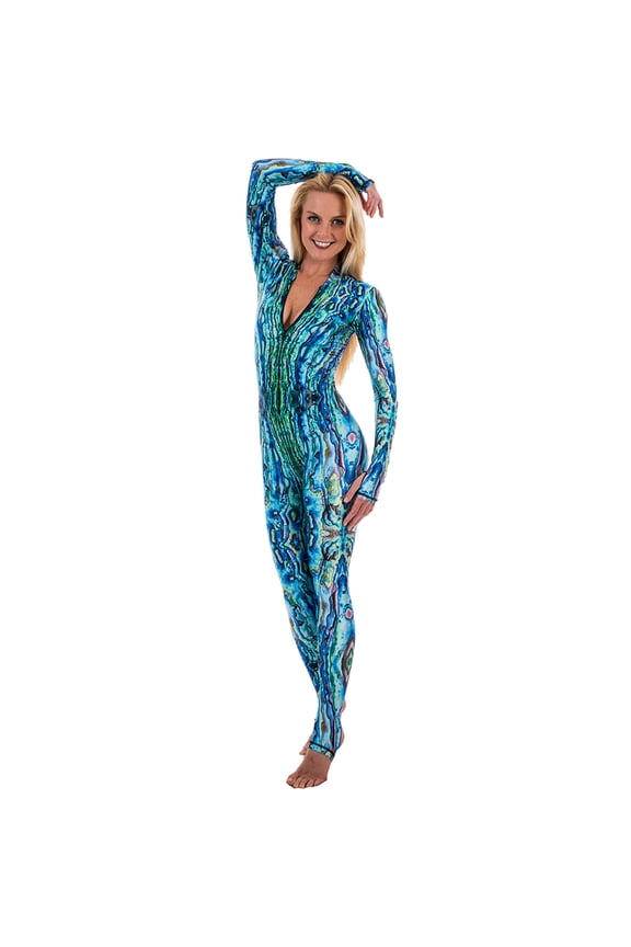 DiveSkins/SurfSkins Green Abalone Front Zipper Women's