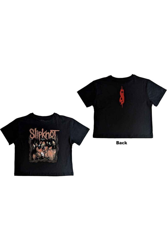 Slipknot Ladies Crop Top: Band Frame (Back Print) (Large)