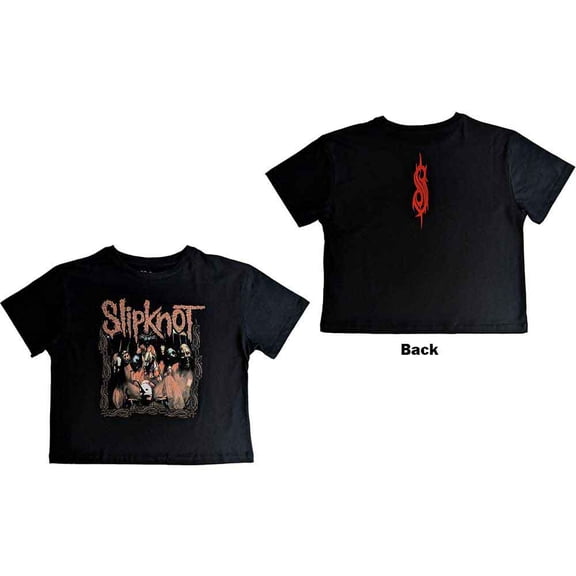 Slipknot Ladies Crop Top: Band Frame (Back Print) (Medium)