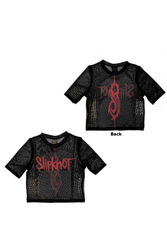 Slipknot Ladies Crop Top: Logo (Back Print & Mesh) (Large)