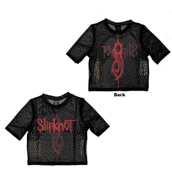 Slipknot Ladies Crop Top: Logo (Back Print & Mesh) (Medium)