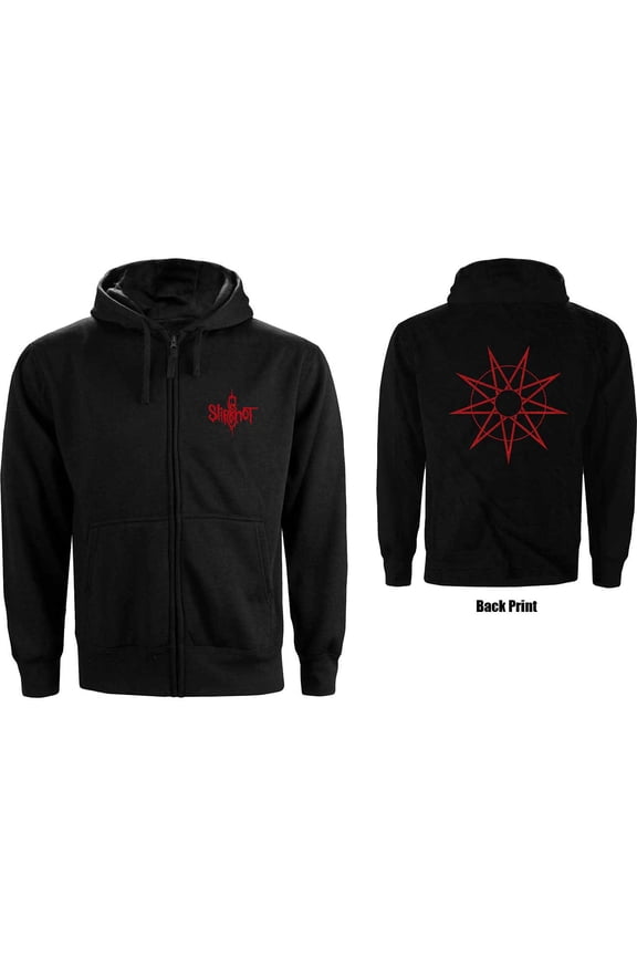 Slipknot Ladies Zipped Hoodie: 9 Point Star (Back Print) (Small)