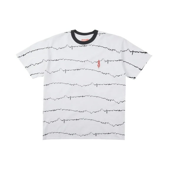 Slipknot Men's Officially Licensed All Over Print Ringer Embroidered Tee T-Shirt (Large, White)