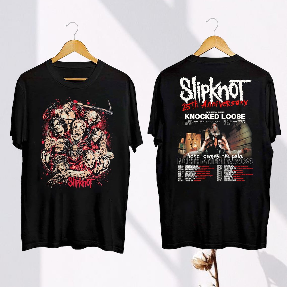 Slipknot Tour 2024 TShirt, Slipknot Here Comes The Pain 25th