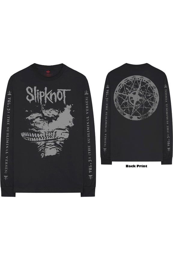 Slipknot Unisex Long Sleeve T-Shirt Subliminal Verses (Back & Sleeve Print) (Small)