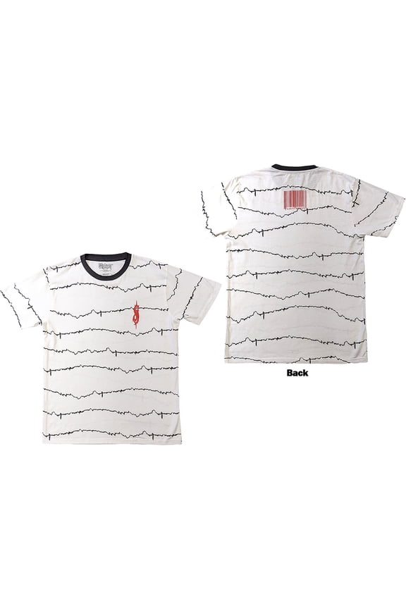 Slipknot Unisex Ringer T-Shirt The End, So Far Tribal-S & Barcode (White) (Back Print)