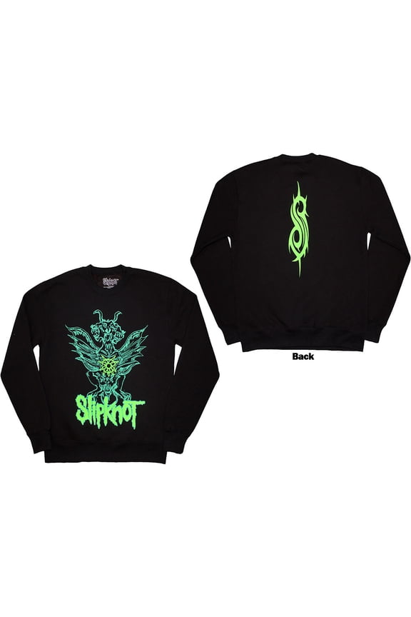 Slipknot Unisex Sweatshirt: Green Demon (Back Print & Oversized) (Large)