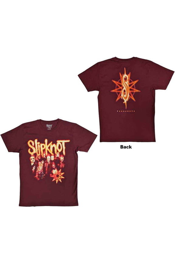 Slipknot Unisex T-Shirt: The End So Far Group Photo Tribal S Nonogram (Back Print)