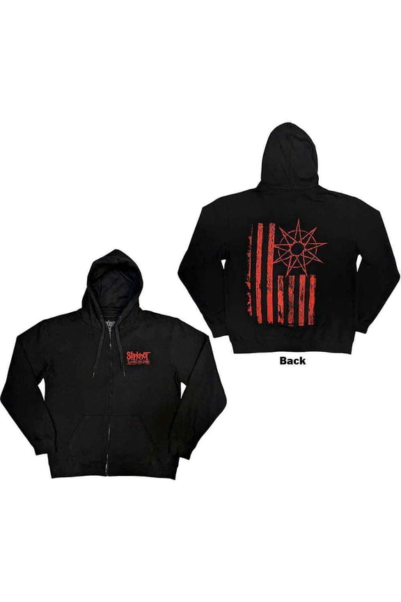Slipknot Unisex Zipped Hoodie: 9-Point Flag (Back Print) (X-Large)