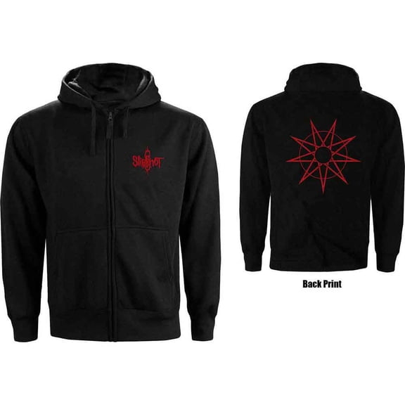 Slipknot Unisex Zipped Hoodie Sweatshirt 9 Point Star (Back Print) (X-Large)