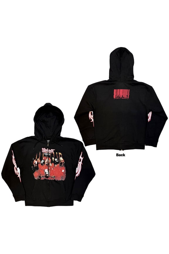 Slipknot Unisex Zipped Hoodie Sweatshirt Spit It Out (Black) (Back Print) (Large)