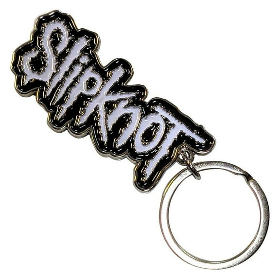 Slipknot White Logo Black Border Band Logo Keyring Keychain