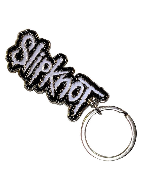 Slipknot White Logo Black Border Band Logo Keyring Keychain