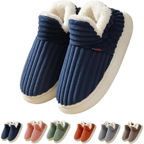 Slipper Booties for Women and Men, Warm Plush Ankle Booties with Fleece Lined Memory Foam, Comfy Indoor/Outdoor House Slippers with Anti-Slip Thick Sole.
