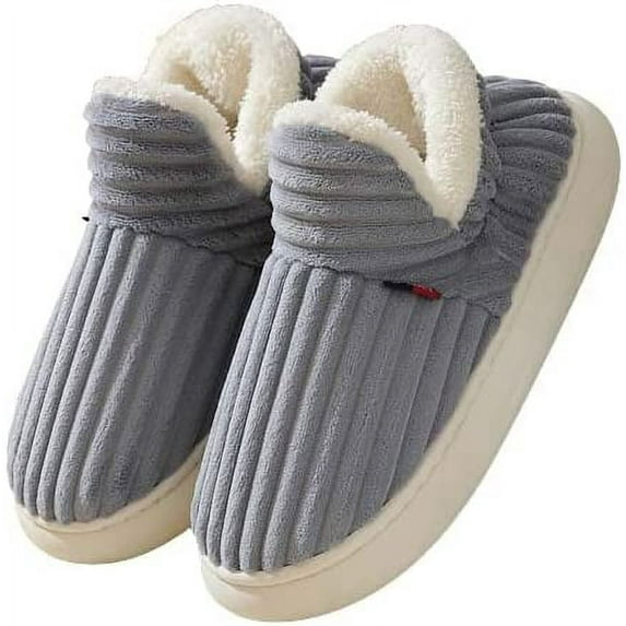 Slipper Booties for Men and Women, Warm Plush Ankle Bootie with Fleece Lined Memory Foam & Anti-Slip Sole, Comfortable Indoor/Outdoor Shoes.