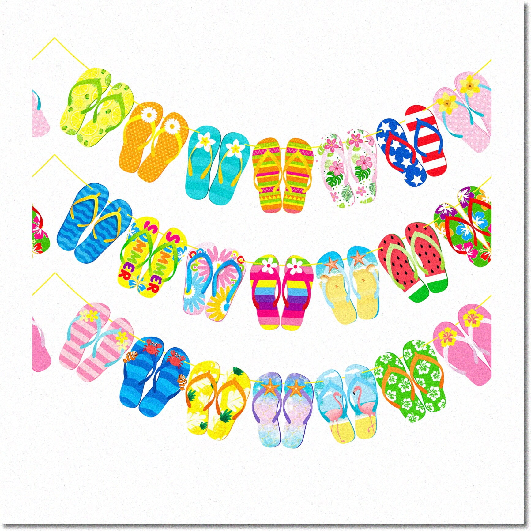 Slipper Fiesta Beachy Flip Flop Party Decor 2Pcs Hanging Banners for Summer Beach Theme Baby Shower Supplies Party Garland Walmart