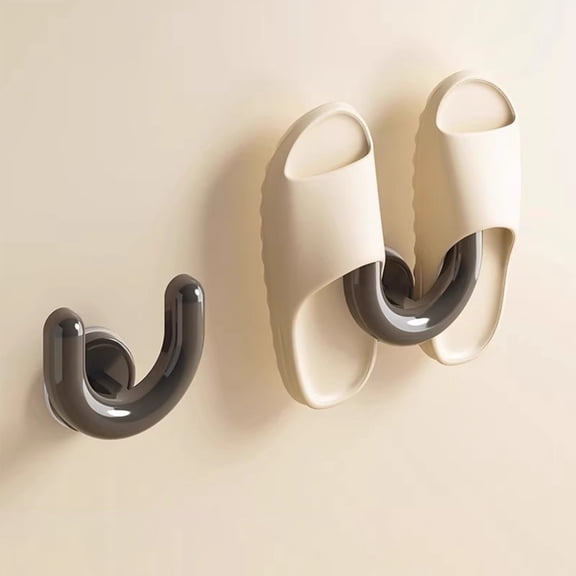 Slipper Holder Suction Cup Hook, Wall Mounted Shoe Organizer No Drill for Bathroom Storage, Space Saving Rack for Entryway Closet, U-Shaped Clip Hanger for Sandals and Slippers