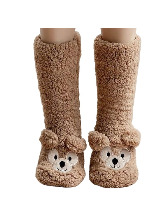 Slipper Socks Fleece Fuzzy Crew Sock Soft Easter Bunny Stockings for Women, Womens Slipper Fuzzy Grips Socks Fluffy Winter Warm Crazy Funny Cute Animal Thermal Non Slip Fleece Cozy Socks