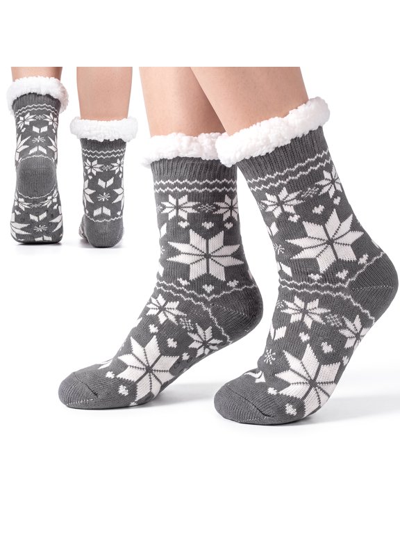 Slipper Socks Home floor Socks Winter Warm Cozy Fuzzy lined Socks Super Soft Womens Socks