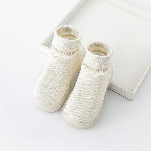 Toddler Slipper Socks Non- Baby First Walking Shoes Breathable Warm Soft Rubber Sole Cotton Baby Sneakers for Boys Girls 6-12 Months
