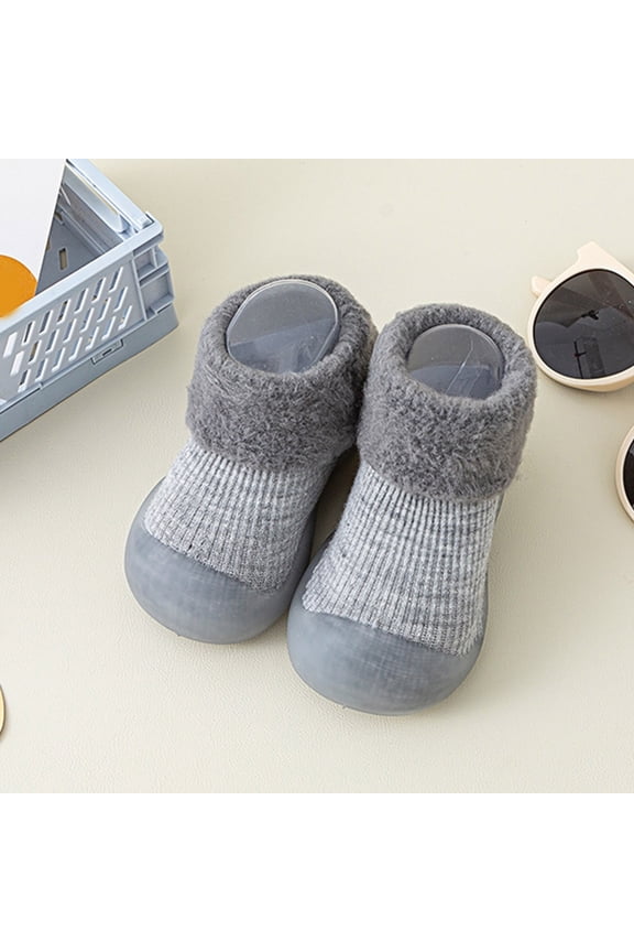 Baby Sock Shoes Anti Toddler Walking Shoes Breathable Lightwewight Soft Sole Rubber Cotton Floor Socks for Girls 6-12 Months