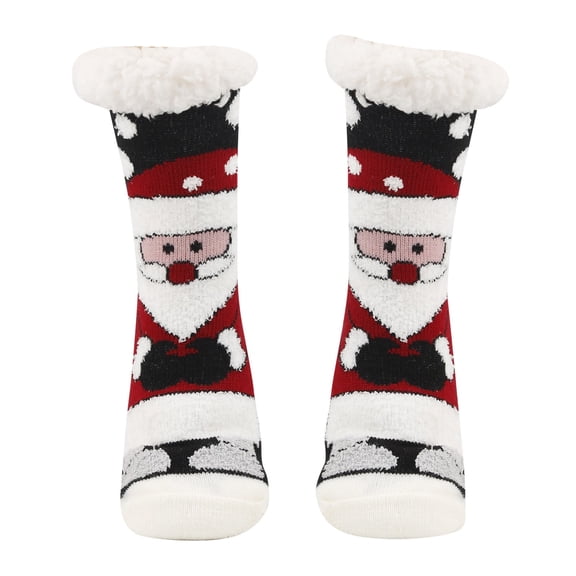 Slipper Socks With Grips Womem Men Christmas Cartoon Print Lined Socks With Grippers Non Thermal Cozy Stockings Winter Thicked Home Sleep Gift,Bronze