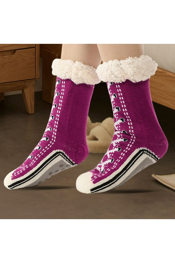 Slipper Socks for Women, Fuzzy Socks, Non Slip Socks for Women, Socks with Grips For Women, Winter Sock Liners, Men'S and Women'S Fuzzy Socks(Dark Purple)