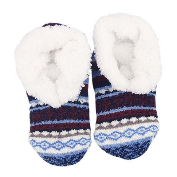Slipper Socks for Women Fuzzy Socks with Grippers Non Bottoms Cozy Warm House Slippers Fall Socks Navy One Size