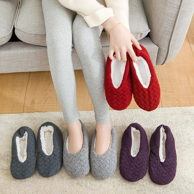 Slipper Socks for Women, Thermal Womens Floor Socks With Non Slip Bottoms,  Cozy Warm House Slippers for Adult Winter Home Wear