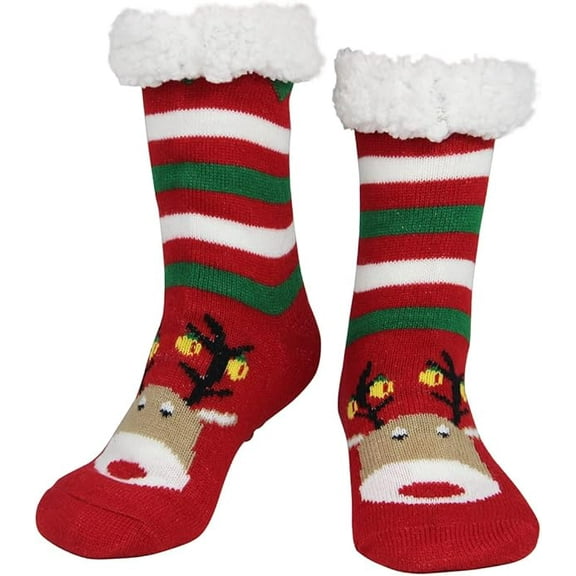 Slipper Socks for Women with Gripper - Winter Non Slip Thick Fuzzy Socks - Warm Cozy Christmas Socks Gift