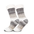 thumbnail image 1 of Slipper Socks for Women with Grippers Non Slip Fuzzy Grip Winter Warm Cozy Thick Comfy Soft Fleece Cabin Socks Khaki, 1 of 3