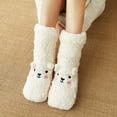 thumbnail image 1 of Slipper Socks for Women with Grippers Non Slip Fuzzy Grip Winter Warm Cozy Thick Comfy Soft Fleece Cabin Socks White, 1 of 4