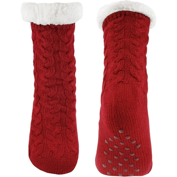 Slipper Socks for Women with Grippers Non Slip Fuzzy Grip Winter Warm Cozy Thick Comfy Soft Fleece Cabin Socks