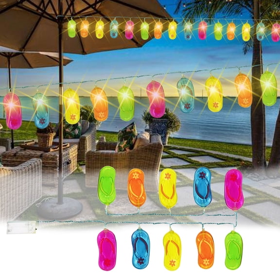 Slipper String Lights, LED Decorative Lights Summer Beach Theme Lighting for Patio Garden Bedroom Party Holiday Decor Use