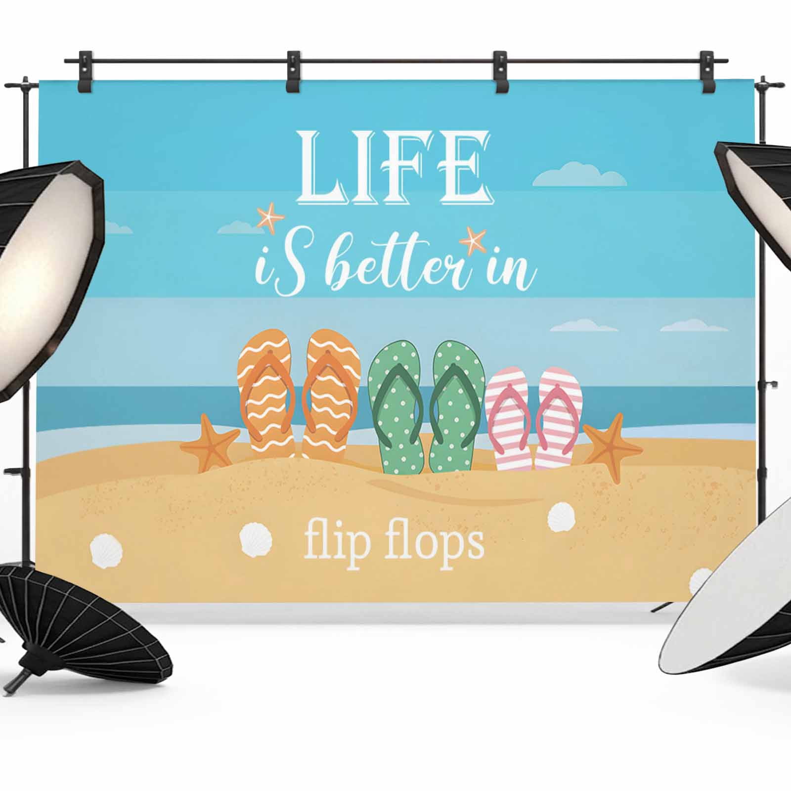 Slippers Beach Starfish Backdrop for Photography, Life Is Better in ...