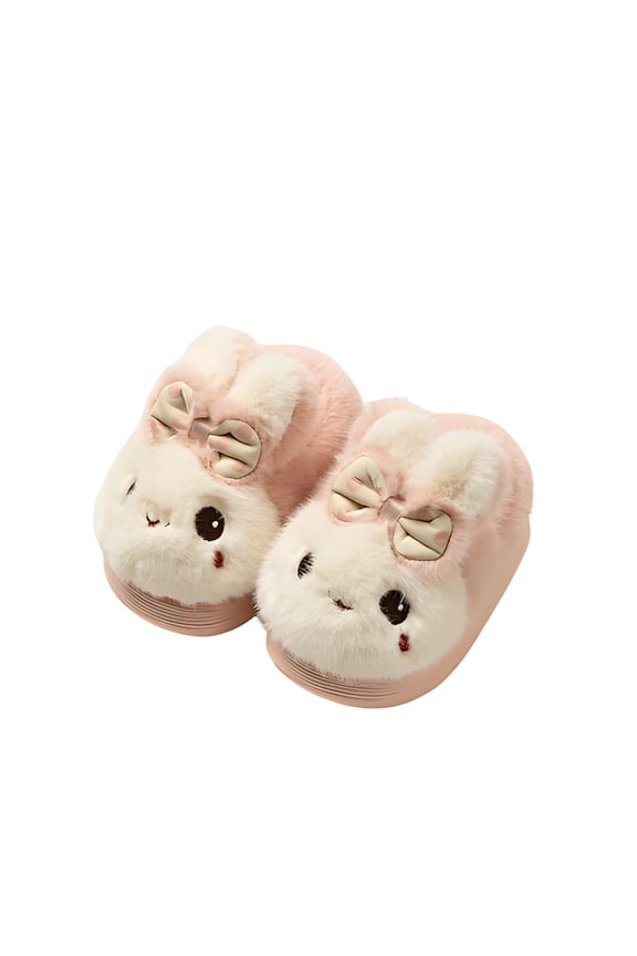 Slippers Bow Rabbit Girl Slippers Animal Slippets Plush Sluppers Slip On Bedroom Shoes Memory Foam House Slippers Cartoon Design
