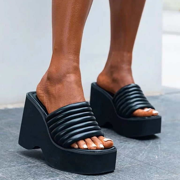 Slippers For Women Ladies Fashion Solid Wedges Casual Roman Shoes
