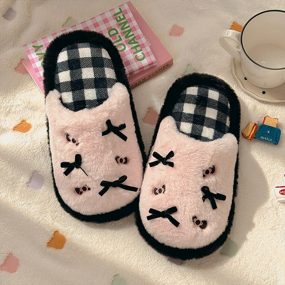 Slippers House Shoes Cotton Winter Shoes For Anti-slip Soft Bottom Warm Pink Shoes Size 36-41