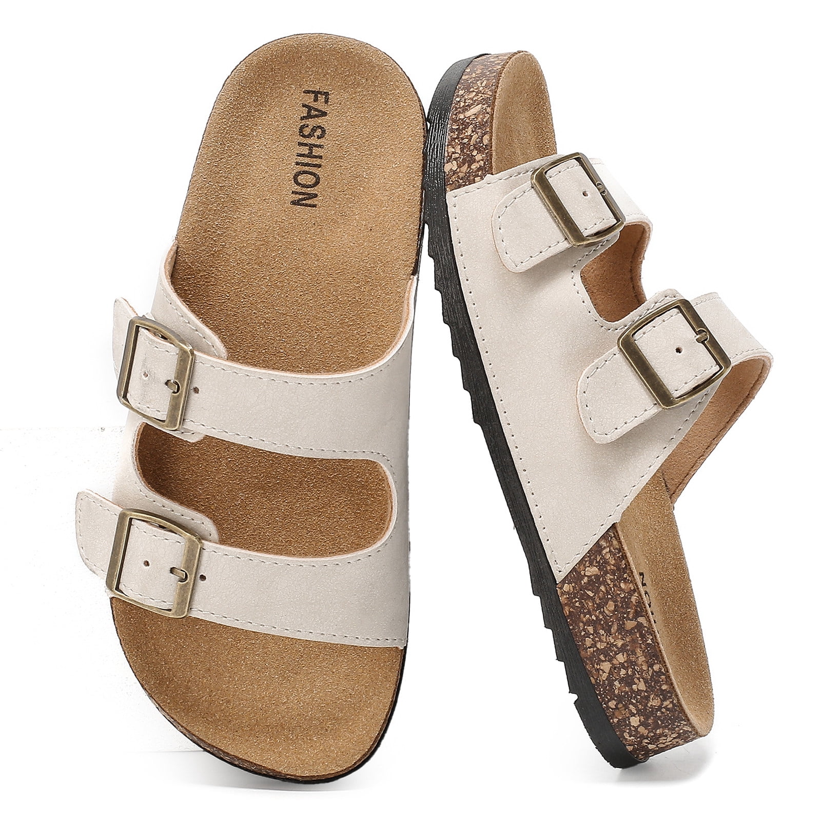 Kids Slides Sandals, Cork Footbed Sandals for Girls Boys, Non-Slip Boys and Girls Slides Shoes with Adjustable Buckle Summer Slip-on Slippers Indoor Outdoor