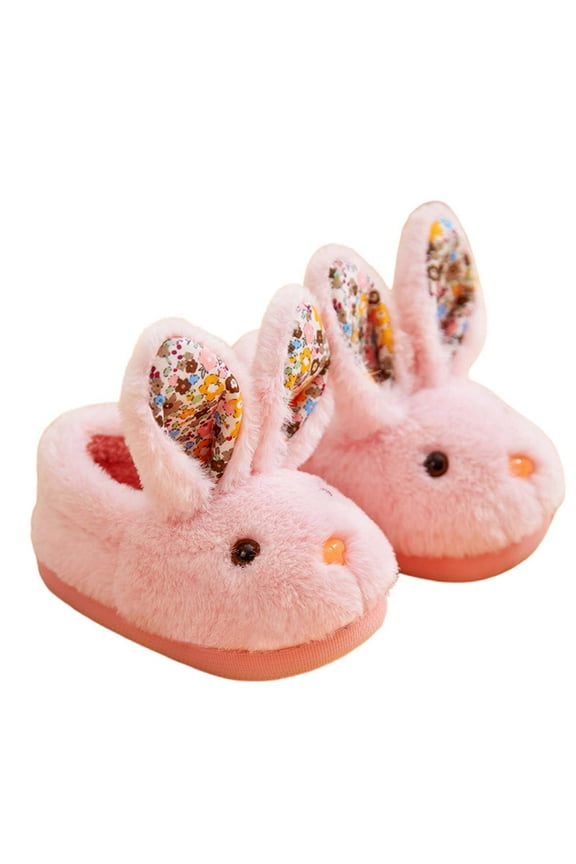 Slippers Kids Kids Girls Cute Winter Slippers, Child Cartoon Rabbit Shape Warm House Shoes Boys House Shoes 5 Years-6 Years Pink