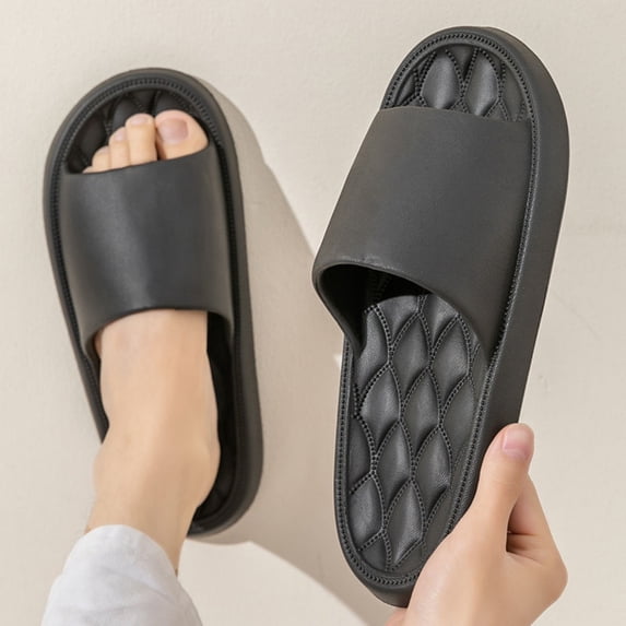 Slippers for Men, Memory Foam Slippers, Unisex House Slippers, Soft EVA Open Toe Indoor Slippers, Comfort Summer Slippers for Household Daily Relaxing Wear Black