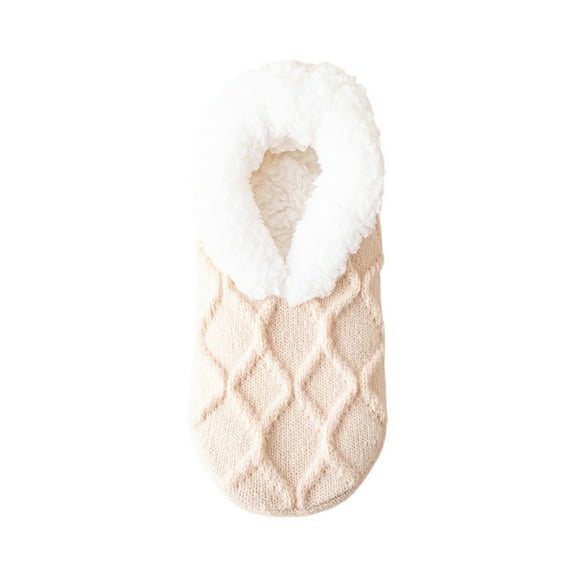 Slippers Socks for Women, Winter Warm Floor Socks, Fuzzy Socks, Cozy Sherpa Slipper Socks, Ultra Comfortable House Slippers for Women, One Size Beige One Size